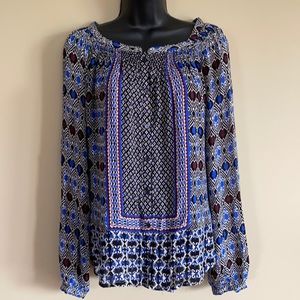 Lucky Brand Kaleidoscope Pattern Button Blouse